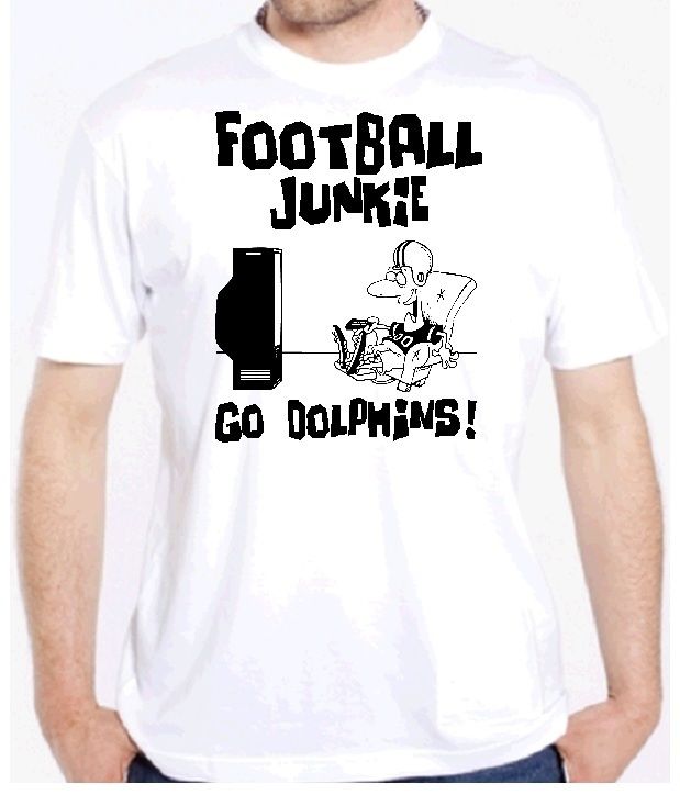 DOLPHINS JUNKIE FOOTBALL FAN GAME SHIRT MIAMI TV TEAM  