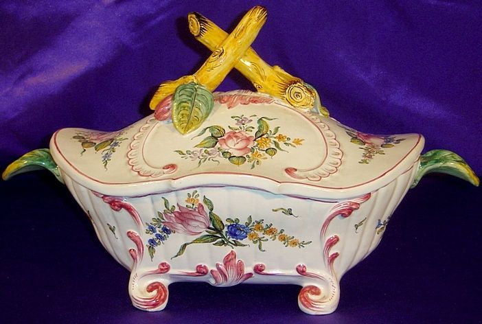 ca.1925 Majolica Centerpiece Tureen Malicorne n Quimper  