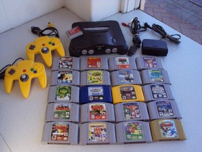 Nintendo 64 System Console w/ 20 Games Mario Pokemon Bundle Yellow 