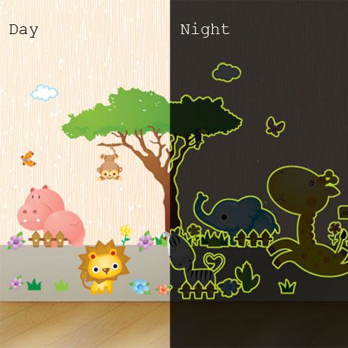 GLOW IN THE DARK JUNGLE NURSER DECAL WALL STICKERS 230  