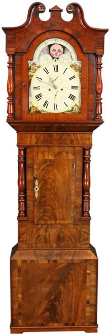 ANTIQUE ENGLISH MOONROLLER LONGCASE GRANDFATHER CLOCK  