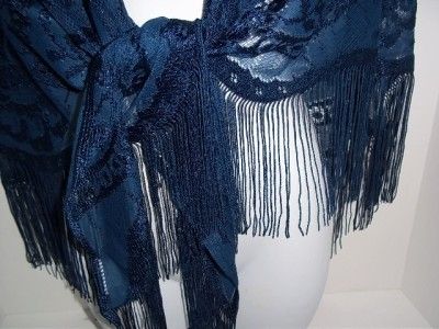 NAVY BLUE FLORAL SHAWL PASHMINA SCARF WOMEN HEAD WRAP NVSR674