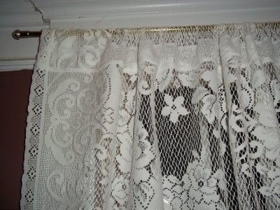 WHITE LACE CURTAIN TIER VALANCE FLORAL DESIGN WINDOW 64 X 24 WCVT507 