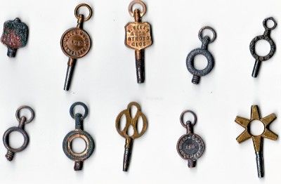 10 ANTIQUE VICTORIAN POCKET WATCH KEYS LOT TOOL  