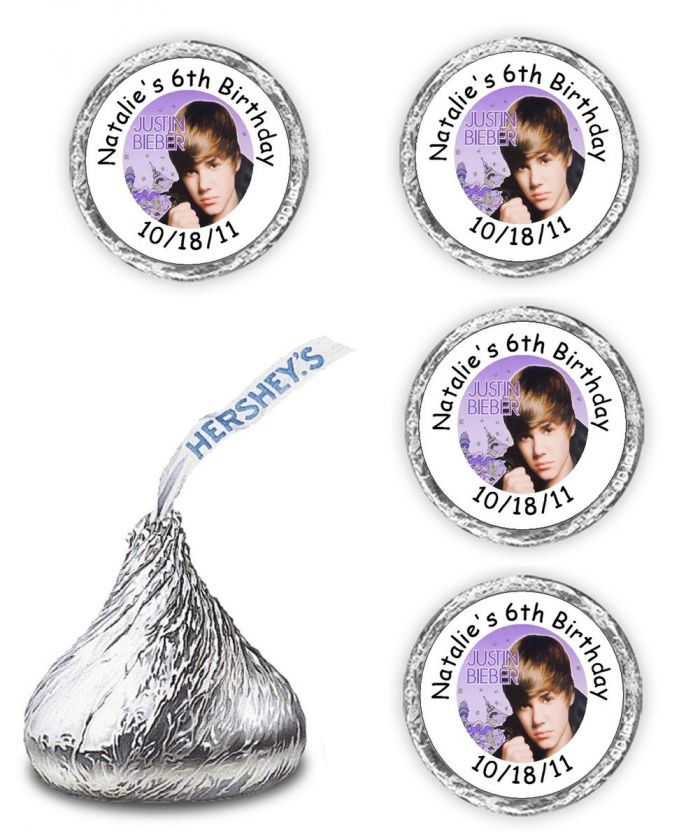 108 JUSTIN BIEBER BIRTHDAY HERSHEY CANDY KISSES LABELS  