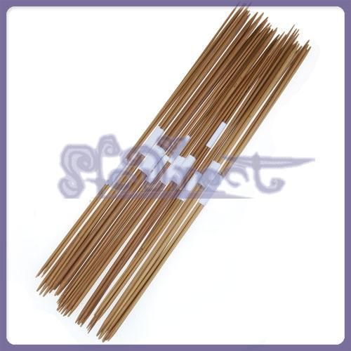 44PC BAMBOO DOUBLE POINT KNITTING NEEDLE Size 2.0 5.0mm  