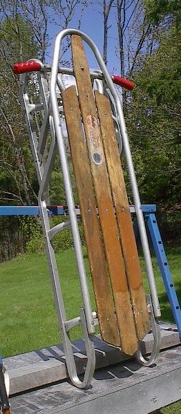 VINTAGE Wooden Snow 53x24 Toboggan FLYER Sled GREAT DURALITE  