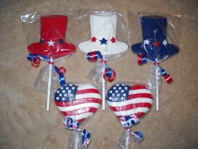   Patriotic Star Uncle Sams Hat 4th of July Lollipops Lollipop  