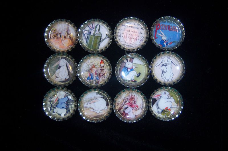 PETER RABBIT EASTER BOTTLE CAP CHARM HAIRBOW CRAFTS  