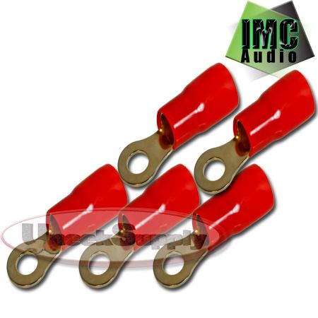 brand imc audio features 0 2 gauge wire ring terminals 5 red boots 