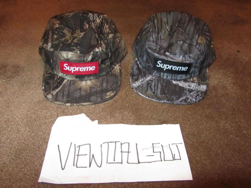 Supreme Real Tree Camo Box Logo Camp Cap Hat Five Panel Safari Brim 