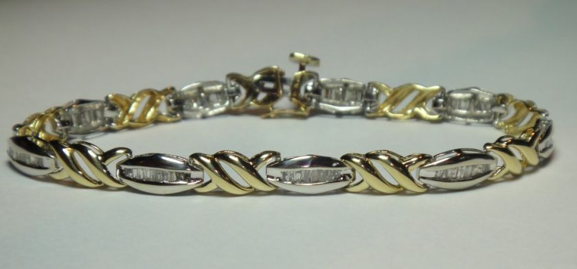 GORGEOUS 6.75 YELLOW & WHITE 10K GOLD 1ct DIAMOND TENNIS BRACELET 