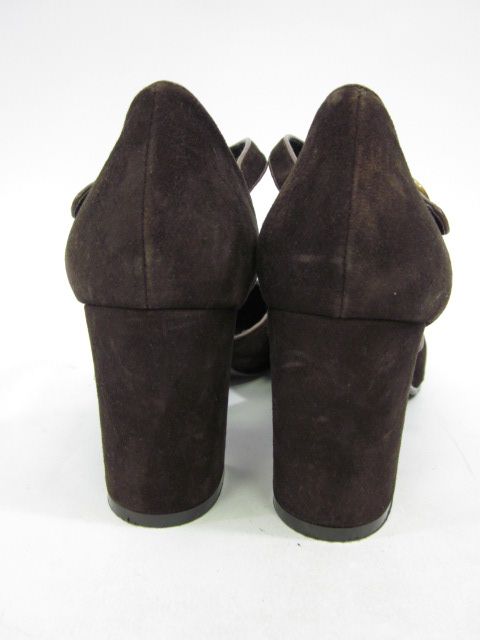 AEROSOLES Brown Suede Buckled T Strap Pumps Shoes Sz 8  