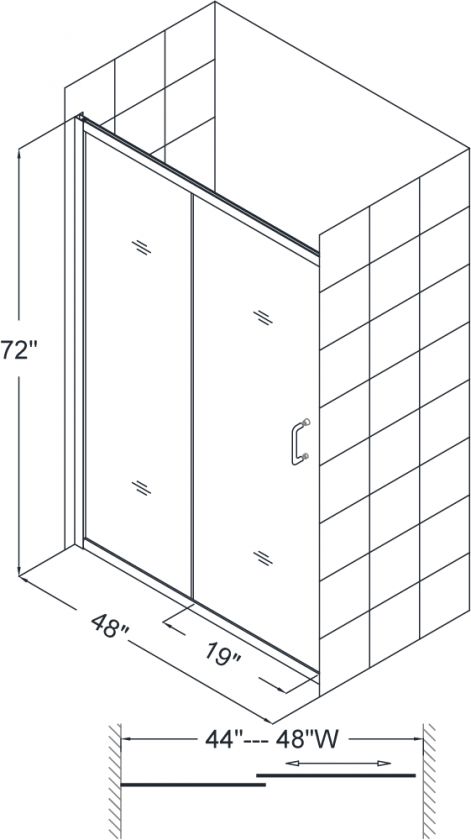   Infinity 44 48 X 72 Clear Glass Shower Door SHDR 1048726 01  