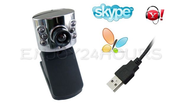 USB 300K 6 LED WEBCAM WEB CAMERA w/MIC FOR PC SKYPE MSN  