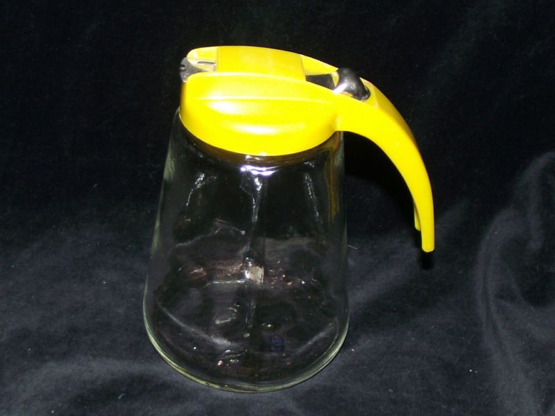 GCMCO Vtg Restaurant Kitchen Yellow Glass Syrup Pitcher  