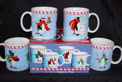 HOLIDAY PENGUINS Mugs Stephanie Stouffer NIB Retired  