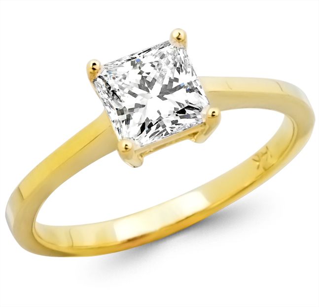 14k Yellow Gold Princes CZ Engagement Wedding Ring 1 ct  