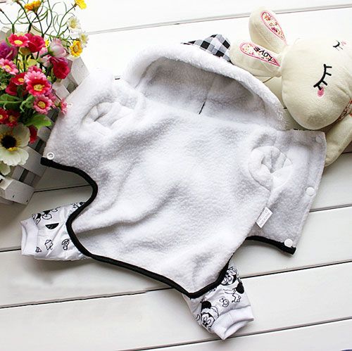   white Cartoon Hoodie Jacket Coat Jumpsuit puppy Dog pet clothes 6 Size